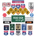 Set of us road signs. Vector illustration decorative design Royalty Free Stock Photo