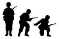 Set of US soldier with a rifle weapon during world war 2 silhouette vector Royalty Free Stock Photo