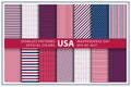 Set USA background with elements of the American flag. Abstract seamless pattern design for Independence day Royalty Free Stock Photo