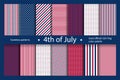 Set USA background with elements of the American flag. Abstract seamless pattern design for Independence day Royalty Free Stock Photo