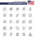 Set of 25 USA Day Icons American Symbols Independence Day Signs for declaration; bottle; flag; alcohol; food Royalty Free Stock Photo