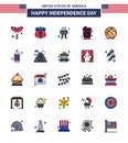 Set of 25 USA Day Icons American Symbols Independence Day Signs for usa; ball; bbq; football; juice