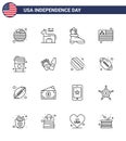 Set of 16 USA Day Icons American Symbols Independence Day Signs for bottle; juice; boot; drink; usa