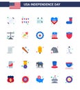 Set of 25 USA Day Icons American Symbols Independence Day Signs for christmas; usa; calender; love; american