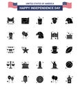 Set of 25 USA Day Icons American Symbols Independence Day Signs for eagle; animal; glass; police; man