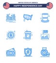 Set of 9 USA Day Icons American Symbols Independence Day Signs for eagle; bird; united; american; hat