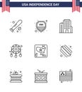 Set of 9 USA Day Icons American Symbols Independence Day Signs for flag; western; usa; dream catcher; adornment