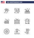 Set of 9 USA Day Icons American Symbols Independence Day Signs for irish; drum; usa; independence; holiday