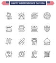 Set of 16 USA Day Icons American Symbols Independence Day Signs for landmark; american; men; video; movis