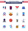 Pack of 16 USA Independence Day Celebration Flats Signs and 4th July Symbols such as sign; police; food; badge; cap