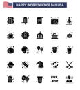 Set of 25 USA Day Icons American Symbols Independence Day Signs for transport; rocket; american; launcher; date