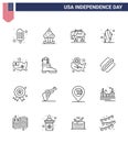 Set of 16 USA Day Icons American Symbols Independence Day Signs for united; map; elephent; desert; flower