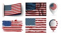 Set of usa flags collection isolated Royalty Free Stock Photo