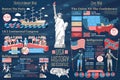 Set of USA history infographics. Revolutionary and