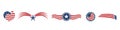 Set USA icons red white and blue stars and stripes logo vector Royalty Free Stock Photo