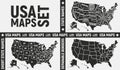 United States of America maps. Set of 3 USA maps. Poster maps of USA. American background. Vector illustration