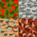 Set of USA shape camo seamless pattern. Colorful America urban camouflage. Vector fabric textile print design Royalty Free Stock Photo