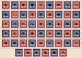 Set of USA state postage stamps. Vector illustration decorative design Royalty Free Stock Photo