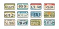 Set of USA states car vehicles registration plates