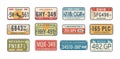 Set of USA states car vehicles registration plates