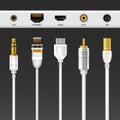 Set of USB charger, phone connector wires Royalty Free Stock Photo