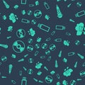 Set USB flash drive, Microphone, CD or DVD disk and Music streaming service on seamless pattern. Vector Royalty Free Stock Photo