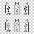Set of USB icon technology, connect device sign, electronic portable symbol ,vector illustration Royalty Free Stock Photo
