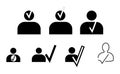 Set of user account checkmark icons