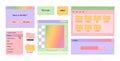 Set of user interface elements. Retro computer 90s concept. Windows with message, folders, buttons Royalty Free Stock Photo