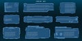 Set of user interface elements in the style of HUD, GUI, UI. Vector frames, callouts with text panels and a description. HUD-style Royalty Free Stock Photo