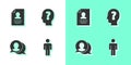 Set User of man, Resume, Speech bubble chat and Head with question mark icon. Vector