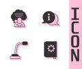 Set User manual, Speech bubble chat, Microphone and Information icon. Vector
