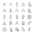 Set of 25 user thin line icons. Royalty Free Stock Photo