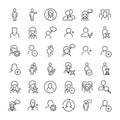Set of 36 user thin line icons. Royalty Free Stock Photo