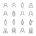 Set of 16 user thin line icons. Royalty Free Stock Photo