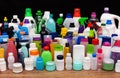 Set of usual plastic bottles from a household - pollution concept Royalty Free Stock Photo