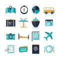 Set of vacation travel icons