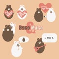 Set of Valentine bears for your design. Vector