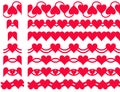 Set of Valentine borders. Seamless tapes pattern brushes design. Template for cutting out paper or wood. Repeat flat style