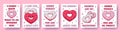 Set of Valentine Day donut heart cards with pun quotes about love in retro cartoon style. Love vector illustration for Royalty Free Stock Photo