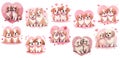 Set of Valentine Dogs Clipart Sticker, generated ai