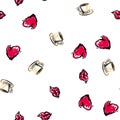 Set of valentine icons. Vector seamless pattern