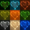 Set of valentine`s background with circuit board on heart shape Royalty Free Stock Photo