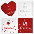 A set of Valentine's day abstract cards or background with cut paper hearts, flowers, butterfly. Royalty Free Stock Photo