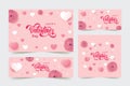 Set of Valentine`s day Banner, Valentine day banner, Love Sweet Pink Background Pack, Valentine Promotion Illustration Bundle. Vec Royalty Free Stock Photo
