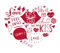 Set of Valentine`s Day in Doodle Style