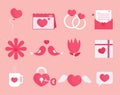 Set of Valentine`s day element. Valentine day clip art.