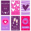 A set of Valentine`s day greeting tags with hearts