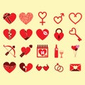 A set of valentine`s day icons illustration.. Vector illustration decorative background design Royalty Free Stock Photo