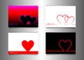 Set Valentine`s day minimal line art stile banners, black and white cards paper cut red hearts. Happy Valentine concept, vector Royalty Free Stock Photo